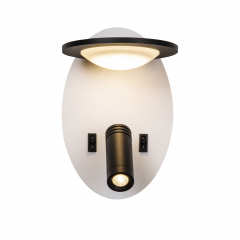 4065-2W, настенный светильник, D150xW130xH200, 1xLEDx3W + 1xLEDx5W, 640LM, 4000K, included, switch, USB
