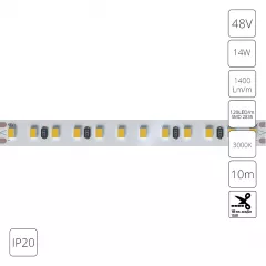 Светодиодная лента 48V 14,4W/m 3000К 10м IP20 Arte Lamp TAPE A4812010-07-3K