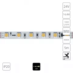 Светодиодная лента 24V 14,4W/m 4000К 5м IP20 Arte Lamp SPI A2406010-04-4K