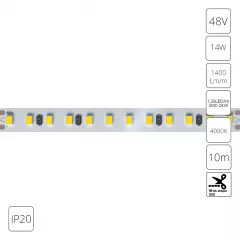 Светодиодная лента 48V 14,4W/m 4000К 10м IP20 Arte Lamp TAPE A4812010-08-4K