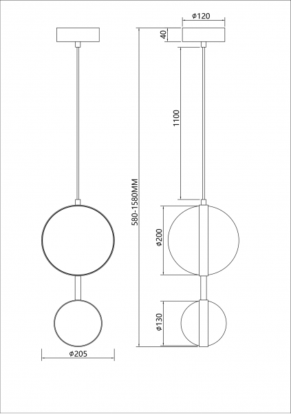 4448-2P, подвес, D205xH580/1580, LEDx15W, 1590LM, 4000K, included, изображение 9