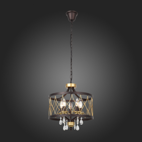SL789.423.05 Люстра подвесная ST-Luce Темный кофе, Золото/Темный кофе, Золото, Прозрачный E14 5*60W