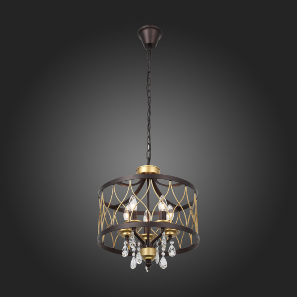 SL789.423.05 Люстра подвесная ST-Luce Темный кофе, Золото/Темный кофе, Золото, Прозрачный E14 5*60W