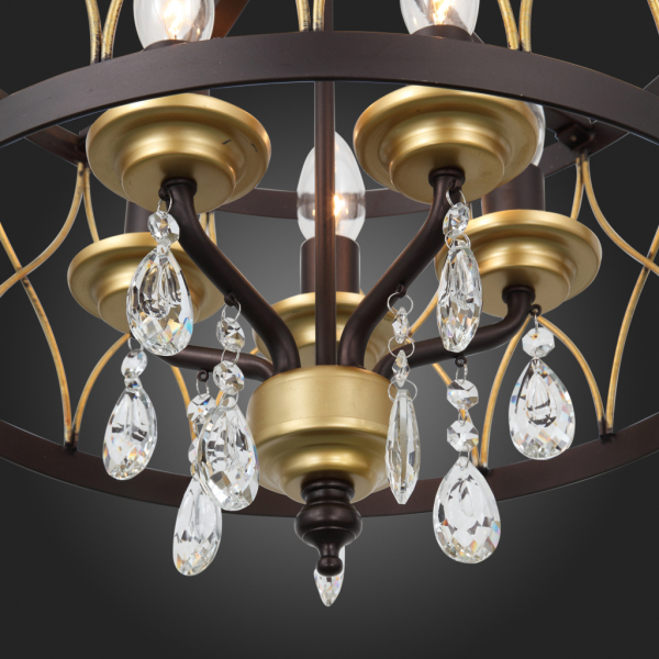 SL789.423.05 Люстра подвесная ST-Luce Темный кофе, Золото/Темный кофе, Золото, Прозрачный E14 5*60W