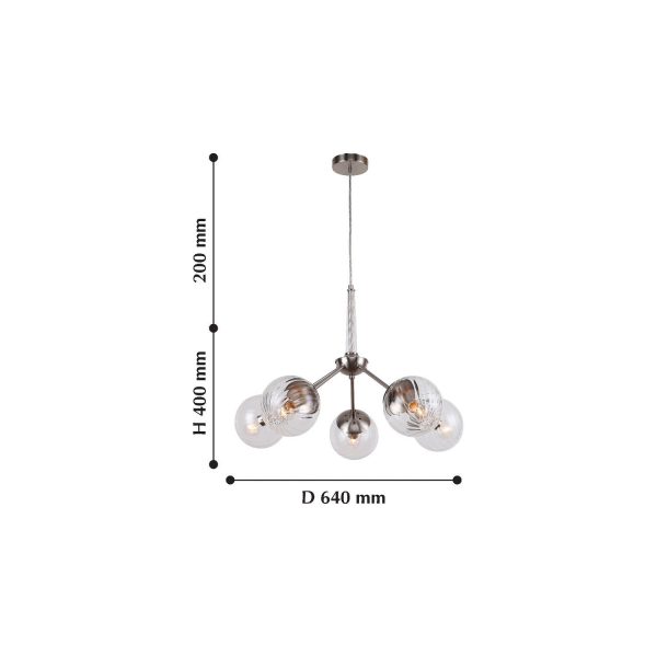 2200-5P, люстра, D640xH400/600, 5xE14x40W, excluded, изображение 2