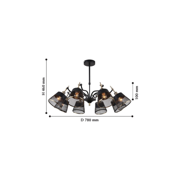 2197-8U, люстра, D780xH340/460, 8xE14x40W, excluded, изображение 2