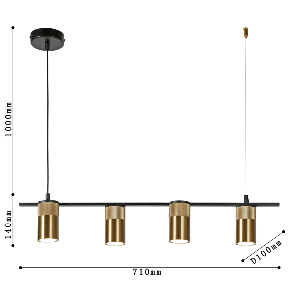 2827-4P, подвесная люстра, L710xW100xH140/1140, 4xGU10x35W, included, изображение 5
