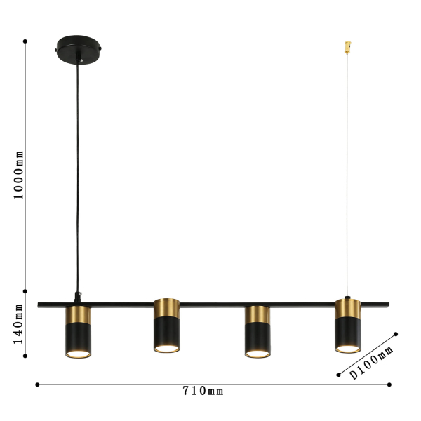 2825-4P, подвесная люстра, L710xW100xH140/1140, 4xGU10x35W, included, изображение 3