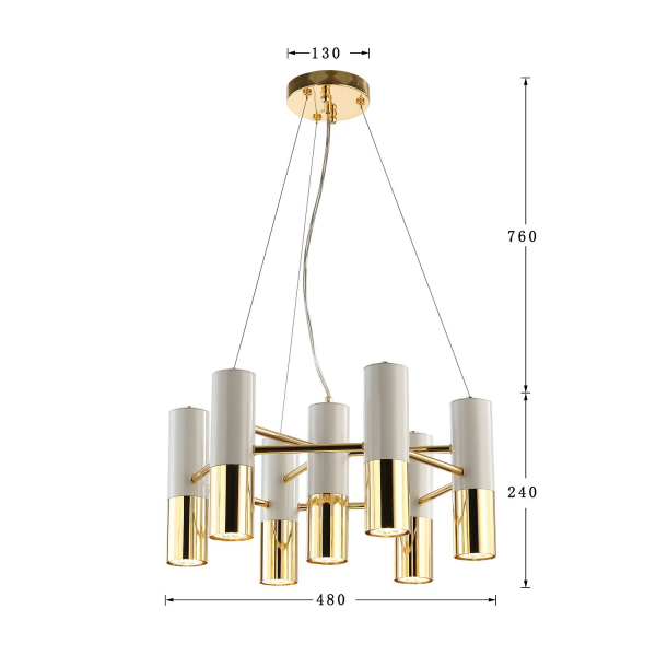 2755-7P, подвесная люстра, D480xH240/1000, 7xGU10LEDx5W, 2800LM, 3000K, included, изображение 3