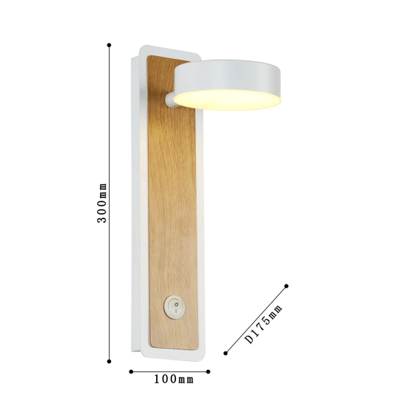 2900-1W, настенный светильник, D175xW100xH300, 1xLEDx5W, 400LM, 3000K, included, switch, изображение 3