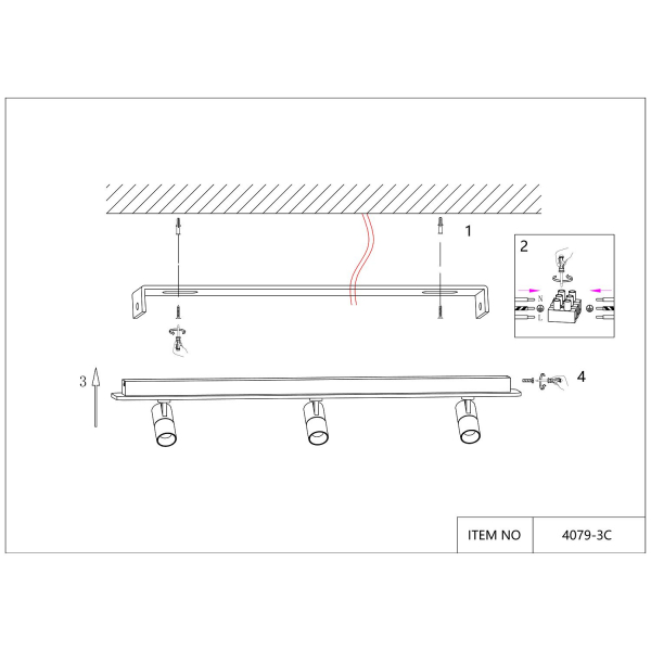 4079-3C, потолочный светильник, L1000xW100xH160, LEDx60W, 2200-4200LM, 3000-6000K, included, remote control, изображение 3
