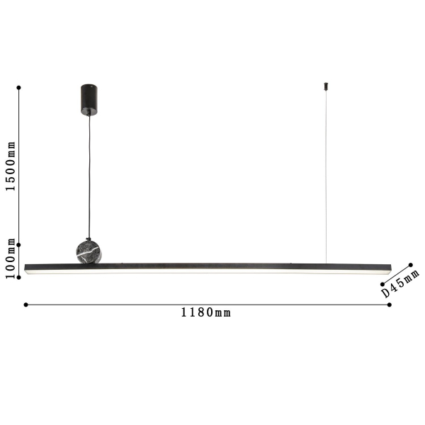 4060-2P, подвесная люстра, L1180xW45xH100/1600, LEDx47W, 3760LM, 4000K, included, изображение 3