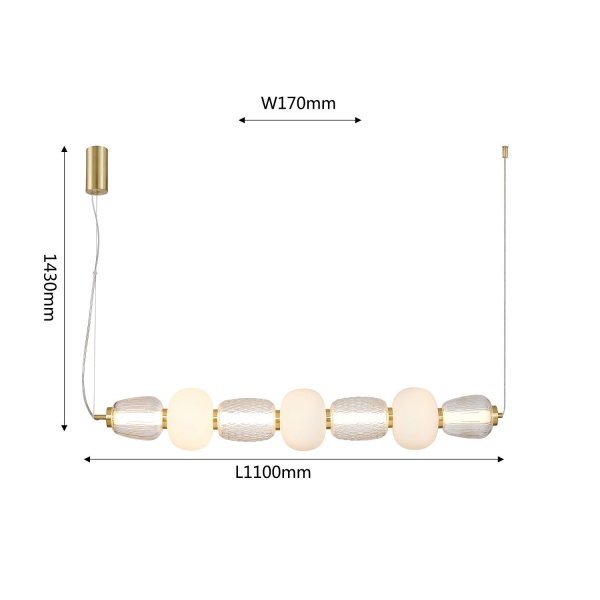 4057-3P, подвесная люстра, L1100xW170xH230/1430, LEDx47W, 3258LM, 3000K, included, изображение 3
