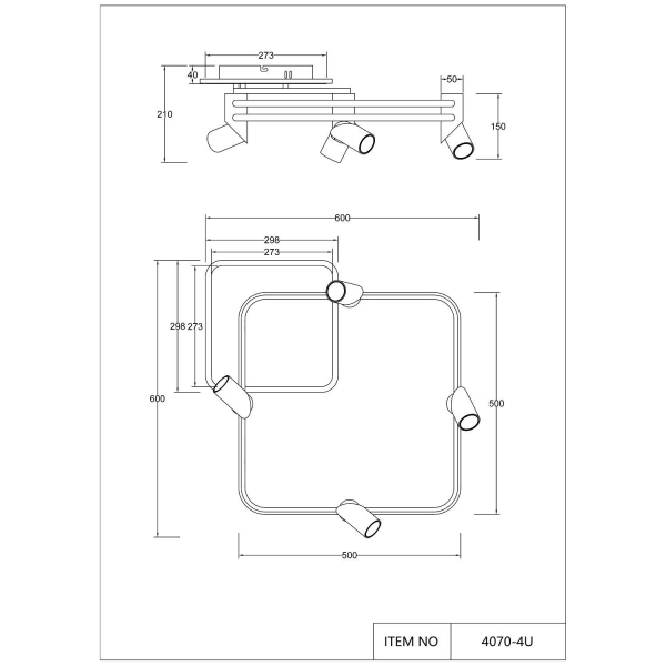 4070-4U, потолочный светильник, L600xW600xH210, LEDx145W, 2800-6000LM, 3000-6000K, included, remote control, изображение 3