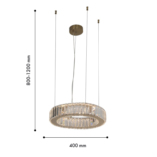 4195-4P, подвесная люстра, D400xH800/1200, 2xLEDx25W, 4500LM, 4000K, included, изображение 3