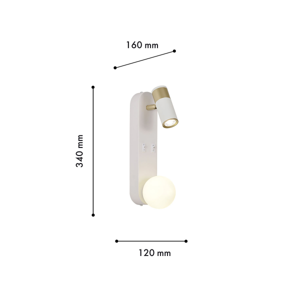 4172-2W, настенный светильник, D160xW120xH340, 1xG9LEDx10W, excluded + LEDx3W, 157LM, 4000K, included, switch, изображение 3