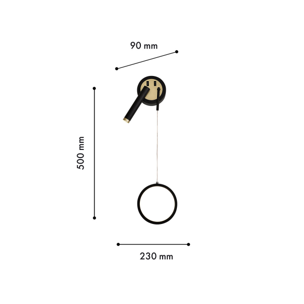 4173-2W, настенный светильник, D90xW230xH500, LEDx10W + 1xLEDx3W, 585LM, 4000K, included, switch, изображение 3