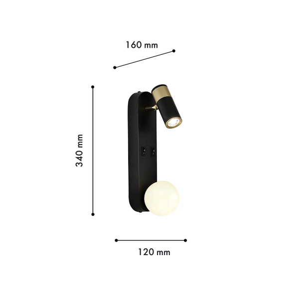 4171-2W, настенный светильник, D160xW120xH340, 1xG9LEDx10W, excluded + LEDx3W, 135LM, 4000K, included, switch, изображение 3