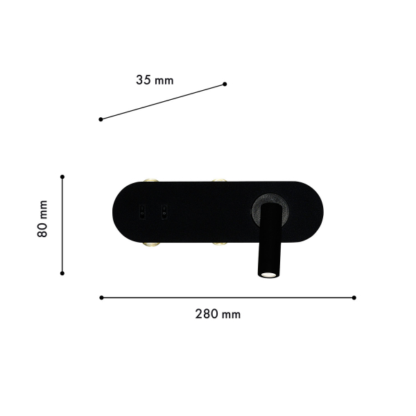 4170-5W, настенный светильник, D35xW280xH80, LEDx4W + 1xLEDx3W, 315LM, 4000K, included, switch, изображение 3