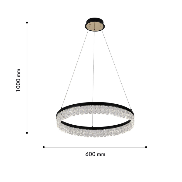 4187-1P, подвесная люстра, D600xH130/1000, LEDx68W, 3060LM, 3000-6000K, included, remote control, изображение 3