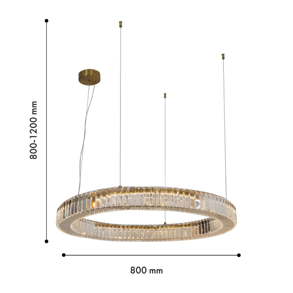 4195-8P, подвесная люстра, D800xH800/1200, 2xLEDx50W, 9000LM, 4000K, included, изображение 3