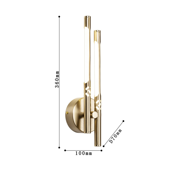4099-2W, настенный светильник, D70xW100xH360, 2xLEDx7W, 1120LM, 4000K, included, изображение 3