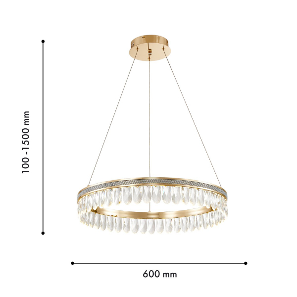 4207-6P, подвесная люстра, D600xH100/1500, LEDx31W, 3100LM, 3000K, included, изображение 3