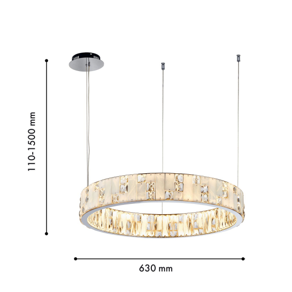 4205-6P, подвесная люстра, D630xH110/1500, 2xLEDx34W, 6800LM, 3000K, included, изображение 3