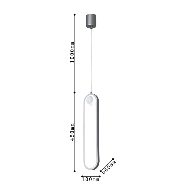 4222-1P, подвес, D60xW100xH450/1450, LEDx20W, 1600LM, 4000K, included, изображение 3