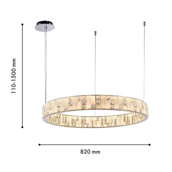 4205-8P, подвесная люстра, D820xH110/1500, 2xLEDx44W, 8800LM, 3000K, included, изображение 3
