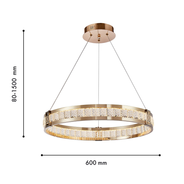 4206-6P, подвесная люстра, D600xH80/1500, 2xLEDx31W, 7120LM, 3000K, included, изображение 3