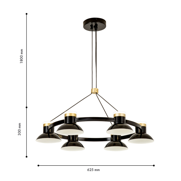 4516-6P, подвесная люстра, D625xH100/1800, 6xLEDx10W, 4800LM, 4000K, included, изображение 3