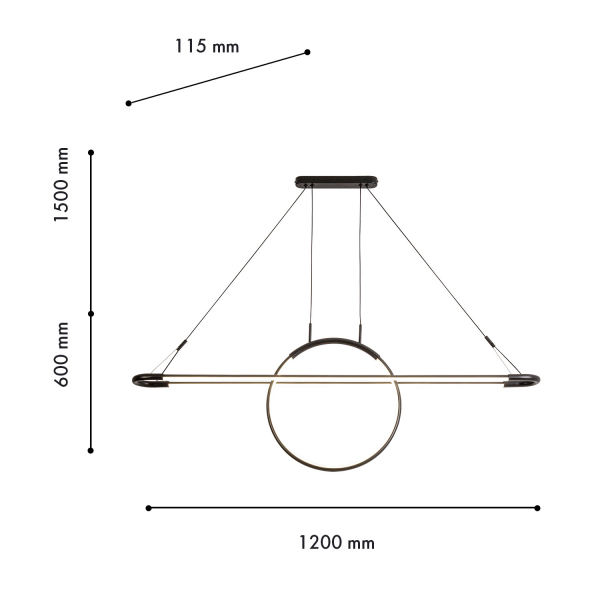 4587-12P, подвесная люстра, L1200xW115xH500/1500, LEDx60W, 4800LM, 4000K, included, изображение 3