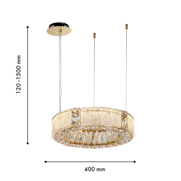 4204-4P, подвесная люстра, D400xH120/1500, LEDx40W, 4000LM, 3000K, included, изображение 3