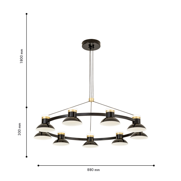 4516-9P, подвесная люстра, D880xH100/1800, 9xLEDx10W, 7200LM, 4000K, included, изображение 2