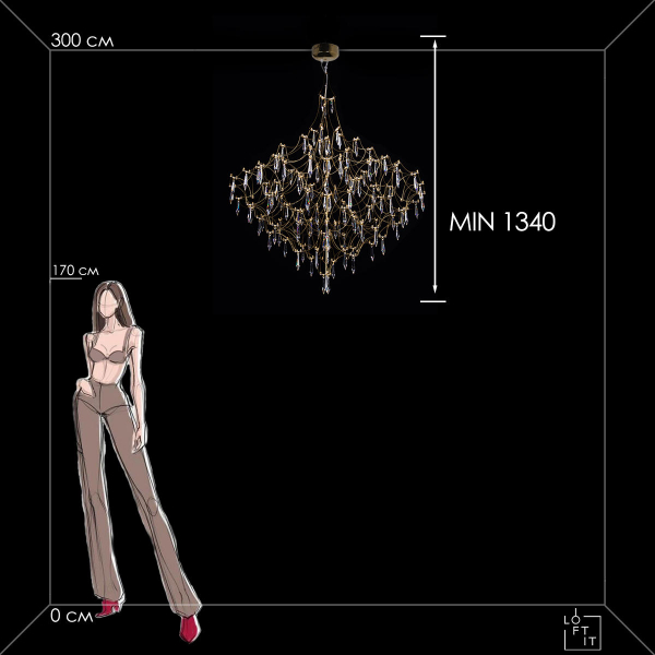 10259/1000 Gold Asfour Подвесной светильник LOFT IT Mira, изображение 10