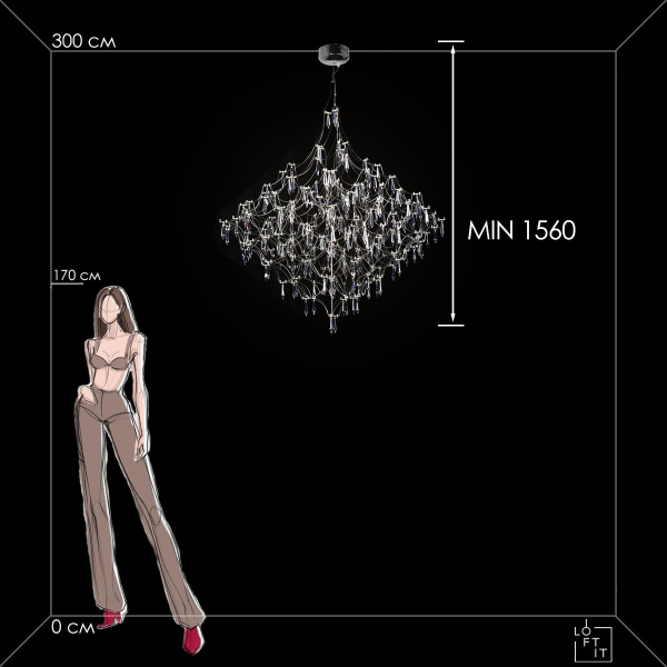 10259/1200 Silver Asfour Подвесной светильник LOFT IT Mira, изображение 8