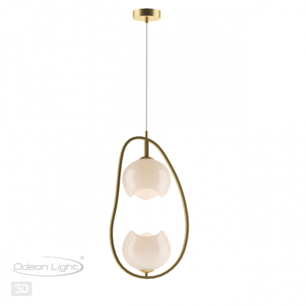 4873/2 MODERN ODL_EX22 85 золотой/белый/стекло Подвес E14 2*40W WATERLILY, изображение 6
