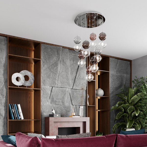 4980/1C PENDANT ODL22 298 хром/ темн.бордовый/стекло Подвес G9 1*40W TWIXY, изображение 3