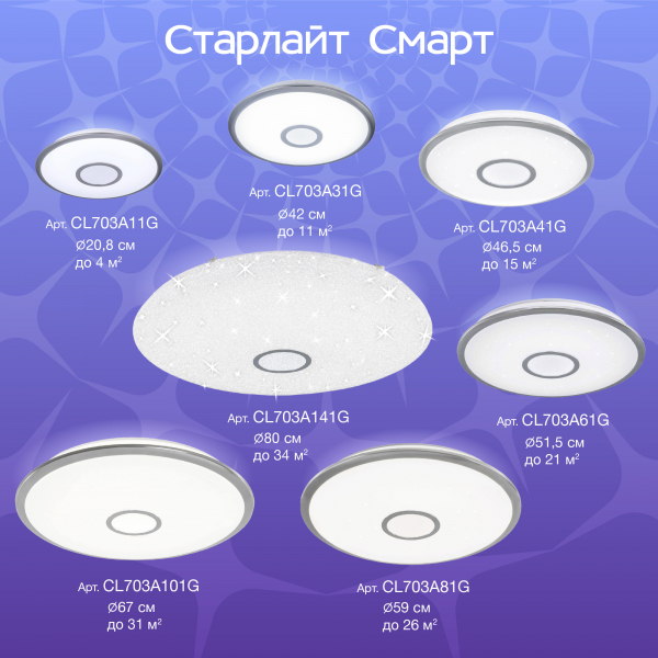 Citilux Старлайт Смарт CL703A11G Умный светильник Матовый Хром, изображение 10