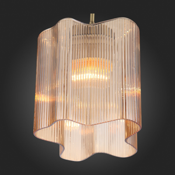 SL117.303.01 Подвес ST-Luce Бронзовый/Янтарный E27 1*60W ONDE, изображение 3