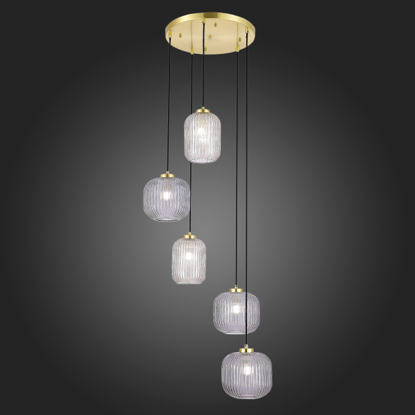 SL1154.303.05 Светильник подвесной ST-Luce Латунь/Дымчатый E27 5*60W GRAN, изображение 6