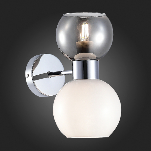 SLE1138-101-02 Светильник настенный Хром/Белый, Дымчатый E27 2*60W THONET, изображение 3