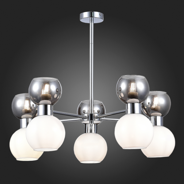 SLE1138-102-10 Светильник потолочный Хром/Белый, Дымчатый E27 10*60W THONET, изображение 4