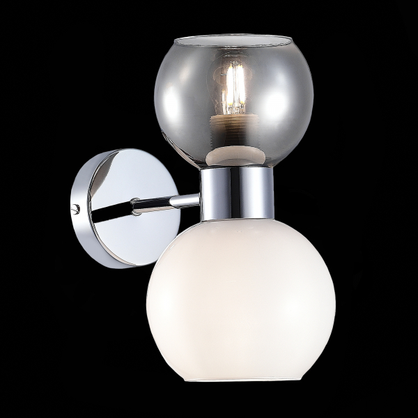 SLE1138-101-02 Светильник настенный Хром/Белый, Дымчатый E27 2*60W THONET, изображение 2