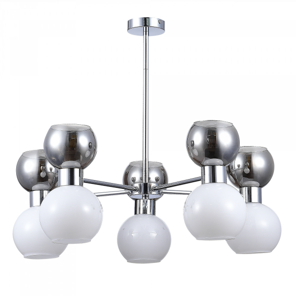 SLE1138-102-10 Светильник потолочный Хром/Белый, Дымчатый E27 10*60W THONET, изображение 2