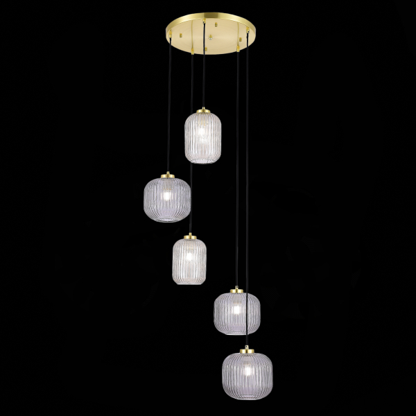 SL1154.303.05 Светильник подвесной ST-Luce Латунь/Дымчатый E27 5*60W GRAN, изображение 5