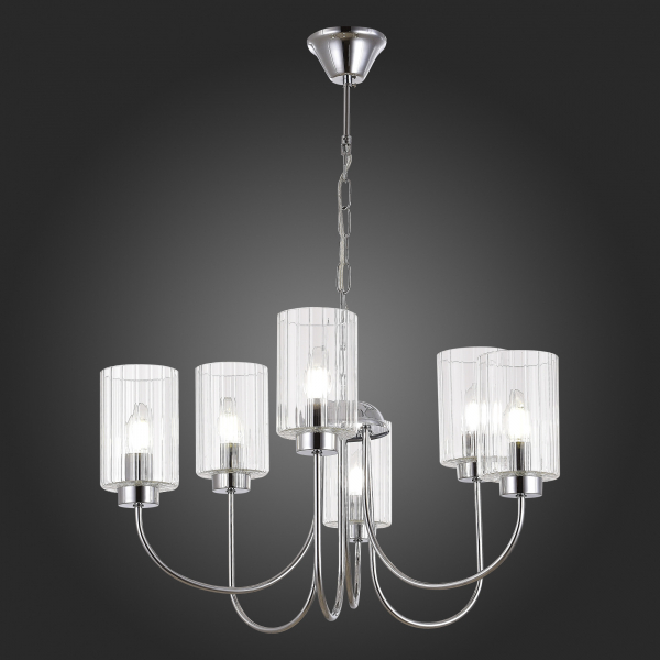 SLE1127-103-06 Светильник подвесной Хром/Прозрачный E14 6*40W TILDA, изображение 5