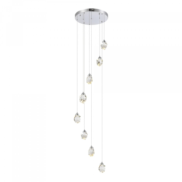 SL6114.103.08 Светильник подвесной ST-Luce Хром/Прозрачный LED 8*3W 3000K CASCATO