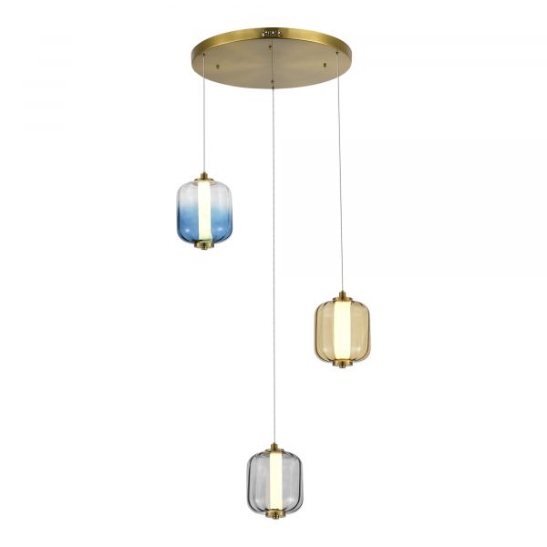 SL1193.303.03 Светильник подвесной ST-Luce Латунь/Янтарный,Дымчатый,Голубой LED 3*11W 3000K SUMMER